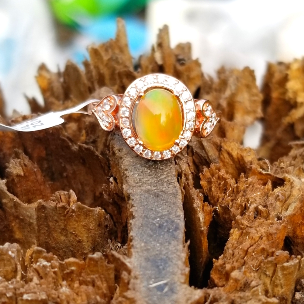 Rose Gold Fire Opal Ring